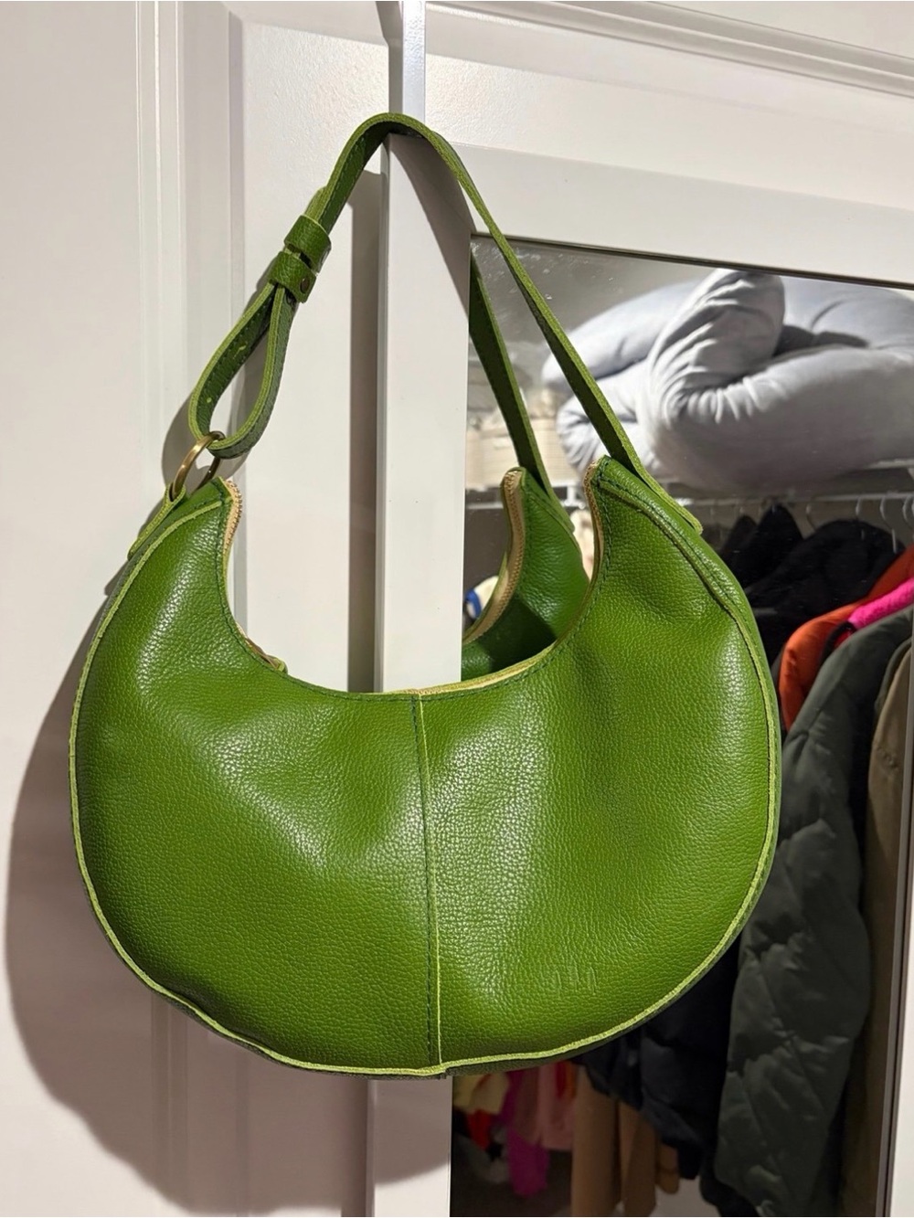 Nora small Portland Leather Goods “mantis” Green Bag retails $132